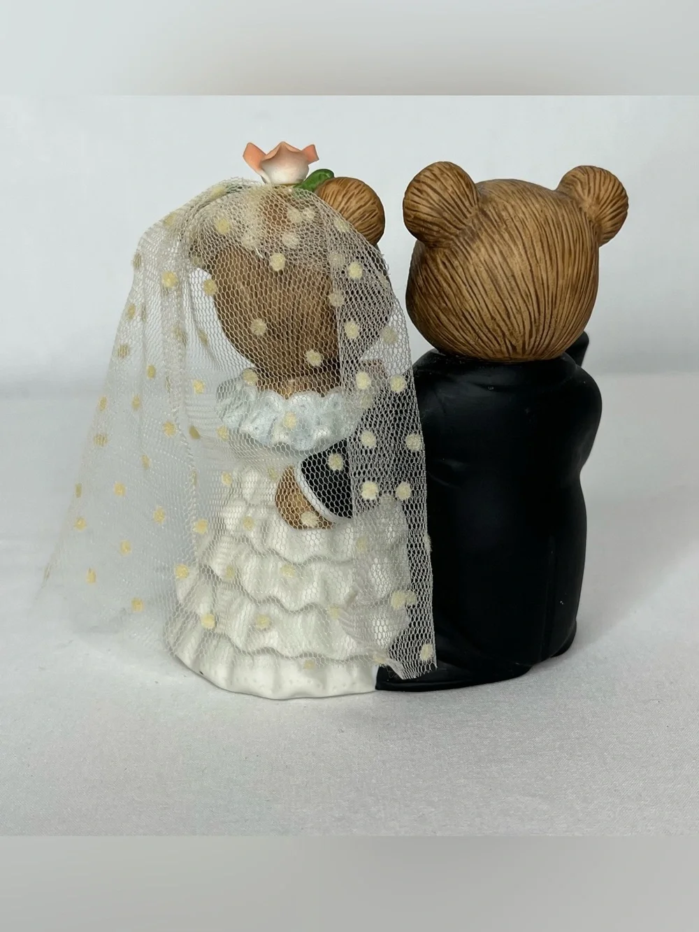 Vintage Homco #1407 Porcelain Teddy Bear Bride & Groom. 4